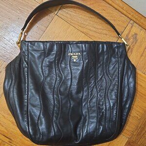 Prada Waves Black Leather Bag